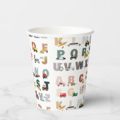 Schattigee Alphabet ABC Trucks, Transportvoertuige Papieren Bekers (Achterkant)
