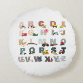 Schattigee Alphabet ABC Trucks, Transportvoertuige Rond Kussen (Achterkant)