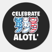Schattigee Amerikaanse Axolotls 4 juli rood wit bl Ronde Sticker (Voorkant)