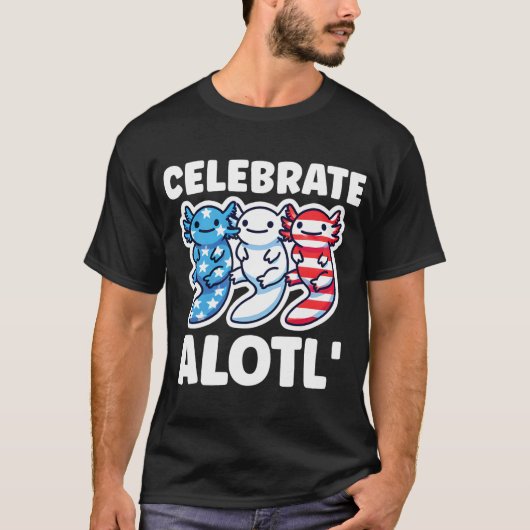 Schattigee Amerikaanse Axolotls 4 juli rood wit bl T-shirt (Voorkant)