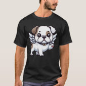 Schattigee Amerikaanse Bulldog engel in komische s T-shirt (Voorkant)