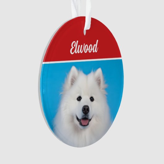 Schattigee Amerikaanse Eskimo Dog Vakantie Kerstfo Ornament (voorkant)