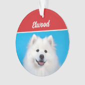 Schattigee Amerikaanse Eskimo Dog Vakantie Kerstfo Ornament (voorkant)