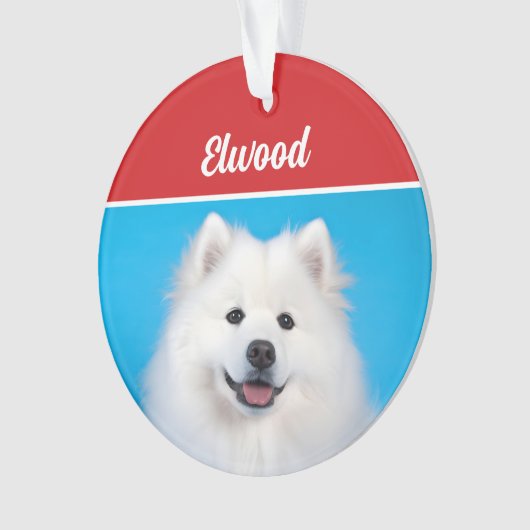 Schattigee Amerikaanse Eskimo Dog Vakantie Kerstfo Ornament (voorkant)
