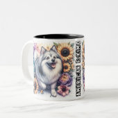 Schattigee Amerikaanse Eskimo Dog Wrap Tweekleurige Koffiemok (Voorkant links)