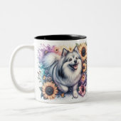 Schattigee Amerikaanse Eskimo Dog Wrap Tweekleurige Koffiemok (Links)