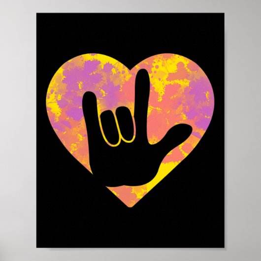 Schattigee Amerikaanse Gebarentaal Pride Doof Bewu Poster (Voorkant)