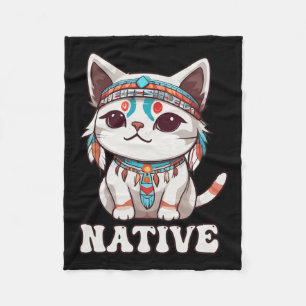Schattigee Amerikaanse Indiaanse Kawaii Cat Woman Fleece Deken