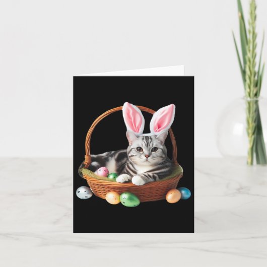 Schattigee Amerikaanse Korthaar Kat Easter Egg Hun Kaart (Voorkant)
