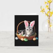 Schattigee Amerikaanse Korthaar Kat Easter Egg Hun Kaart (Gele Bloem)