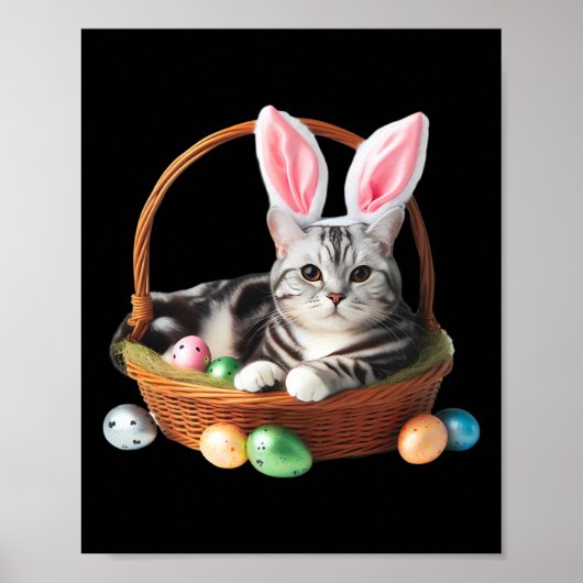 Schattigee Amerikaanse Korthaar Kat Easter Egg Hun Poster (Voorkant)