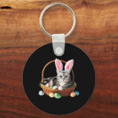 Schattigee Amerikaanse Korthaar Kat Easter Egg Hun Sleutelhanger (Voorkant)