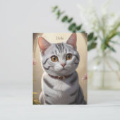 Schattigee Amerikaanse Korthaar Kat met Big Eyes Briefkaart (Staand voorkant)