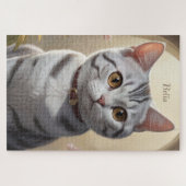 Schattigee Amerikaanse Korthaar Kat met Big Eyes Legpuzzel (Horizontaal)