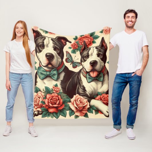 Schattigee  Amerikaanse Pit Bull Terrier Fleece Deken (In situ)
