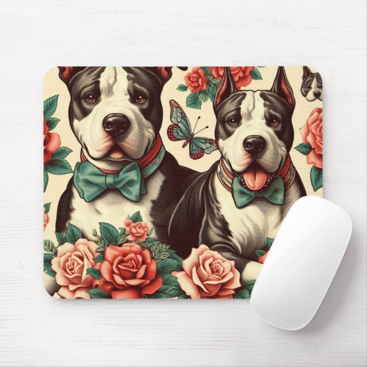 Schattigee Amerikaanse Pit Bull Terrier Muismat (Met muis)