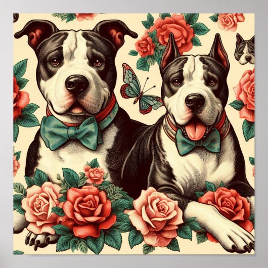 Schattigee Amerikaanse Pit Bull Terrier Poster (Voorkant)