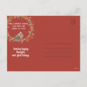 Schattigee Amerikaanse Robin Waterverf Kerstvogel Feestdagenkaart (Achterkant)