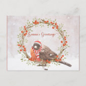 Schattigee Amerikaanse Robin Waterverf Kerstvogel Feestdagenkaart (Voorkant)