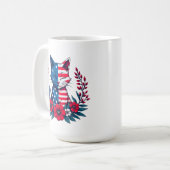 Schattigee Amerikaanse vlag en rode bloemen patrio Koffiemok (Voorkant links)