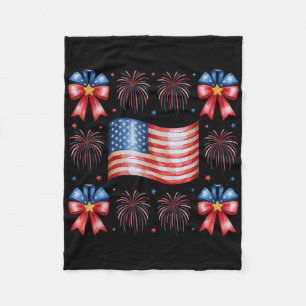 Schattigee Amerikaanse Vlag Vuurwerk Bows Patriott Fleece Deken