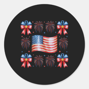 Schattigee Amerikaanse Vlag Vuurwerk Bows Patriott Ronde Sticker