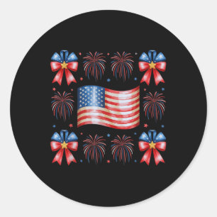 Schattigee Amerikaanse Vlag Vuurwerk Bows Patriott Ronde Sticker