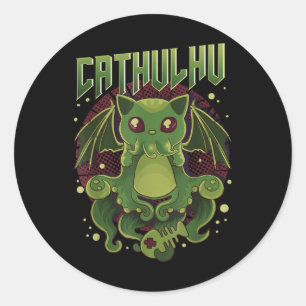 Schattigee & Grappige Cathulhu Kawaii Cat Cthu Ronde Sticker