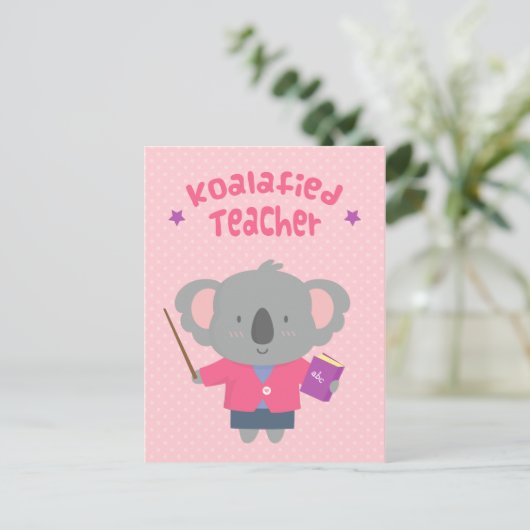 Schattigee Amusing Pun Koala Beer Teacher Briefkaart (Staand voorkant)