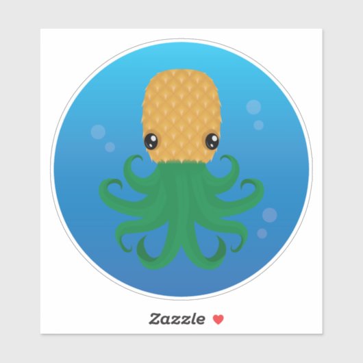 Schattigee ananas (ananas octopus) in het water sticker (Vel)