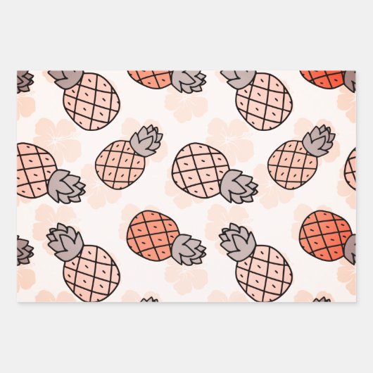 Schattigee ananas drie kleuren inpakpapier vel (Voorkant)