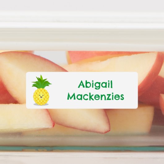 Schattigee ananas fruit cartoon gepersonaliseerd labels (Aangebracht)
