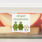 Schattigee ananas guava feijoa cartoon gepersonali labels (Aangebracht)