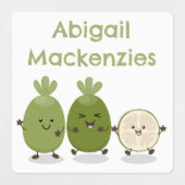 Schattigee ananas guava feijoa cartoon gepersonali labels (Design 1)