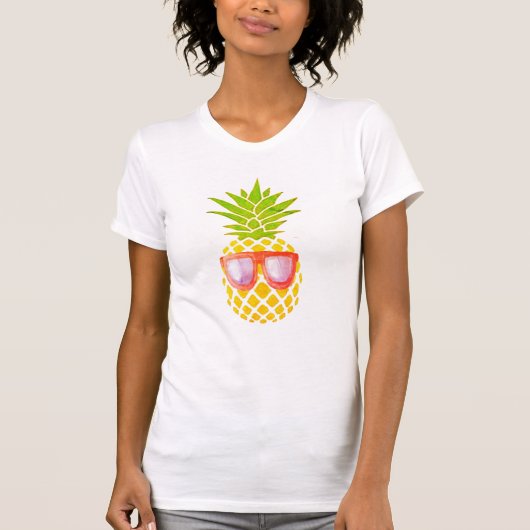 Schattigee ananas met zonnebril, Funny Beach T-shirt (Voorkant)