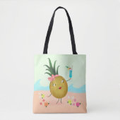 Schattigee ananas op het strand tote bag (Voorkant)