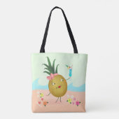 Schattigee ananas op het strand tote bag (Achterkant)
