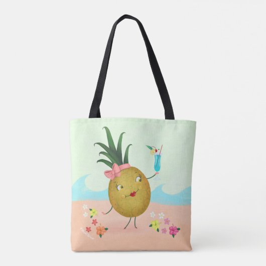 Schattigee ananas op het strand tote bag (Achterkant)