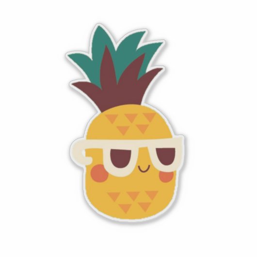 Schattigee ananas vinyl sticker (Voorkant)