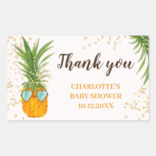 Schattigee ananas waterverf dank u baby shower rechthoekige sticker (Voorkant)