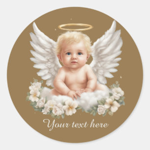 Schattigee Angel baby tekst toevoegen Ronde Sticker