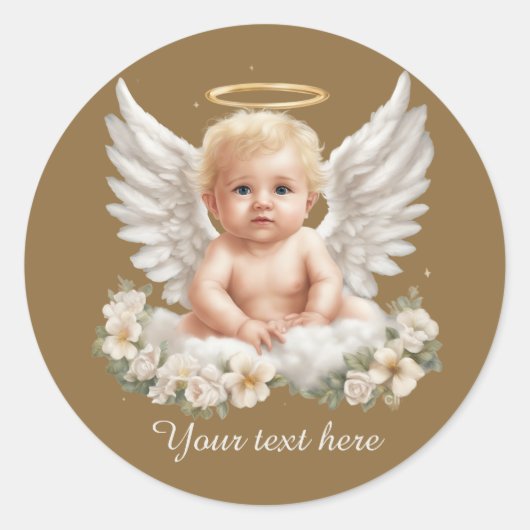 Schattigee Angel baby tekst toevoegen Ronde Sticker (Voorkant)