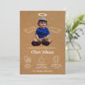 Schattigee Angel Bautizo Uitnodiging Doopdoop (Staand voorkant)