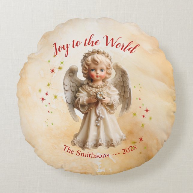 Schattigee  Angel Christmas Rond Kussen (Voorkant)