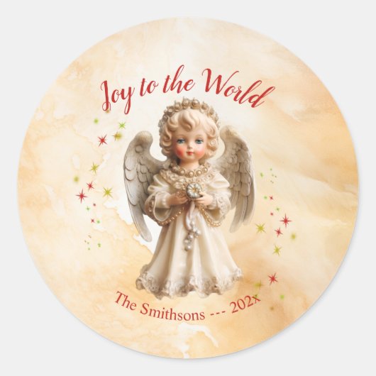 Schattigee  Angel Christmas Ronde Sticker (Voorkant)