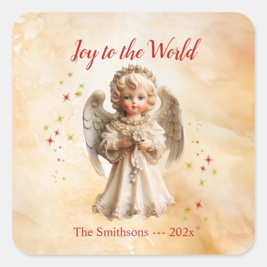 Schattigee  Angel Christmas Vierkante Sticker (Voorkant)