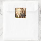 Schattigee Angel en Lion Fantasy Vierkante Sticker (Tas)