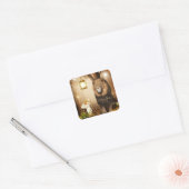 Schattigee Angel en Lion Fantasy Vierkante Sticker (Envelop)