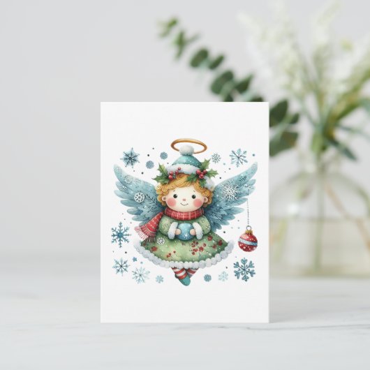 Schattigee Angel Folk Art Style Briefkaart (Staand voorkant)