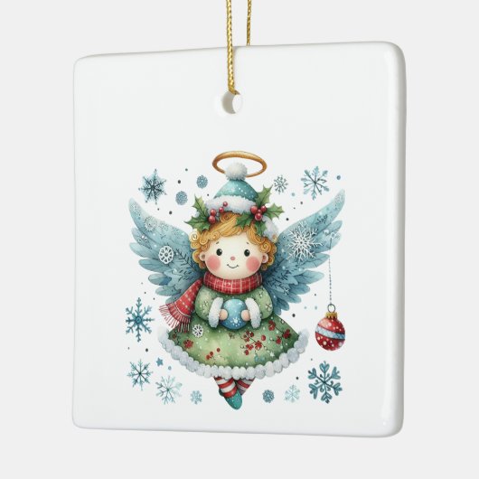 Schattigee Angel Folk Art Style Keramisch Ornament (Links)